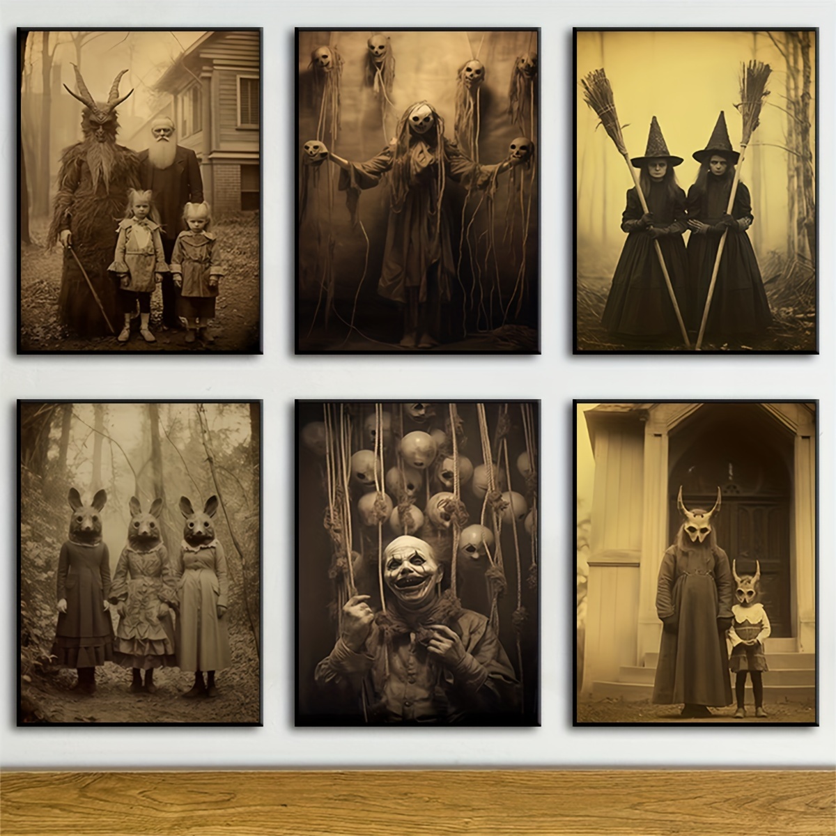 

6pcs Canvas Art Set - Creepy , & Gothic | High-definition Unframed Wall Decor For Living Room, Bedroom, Office