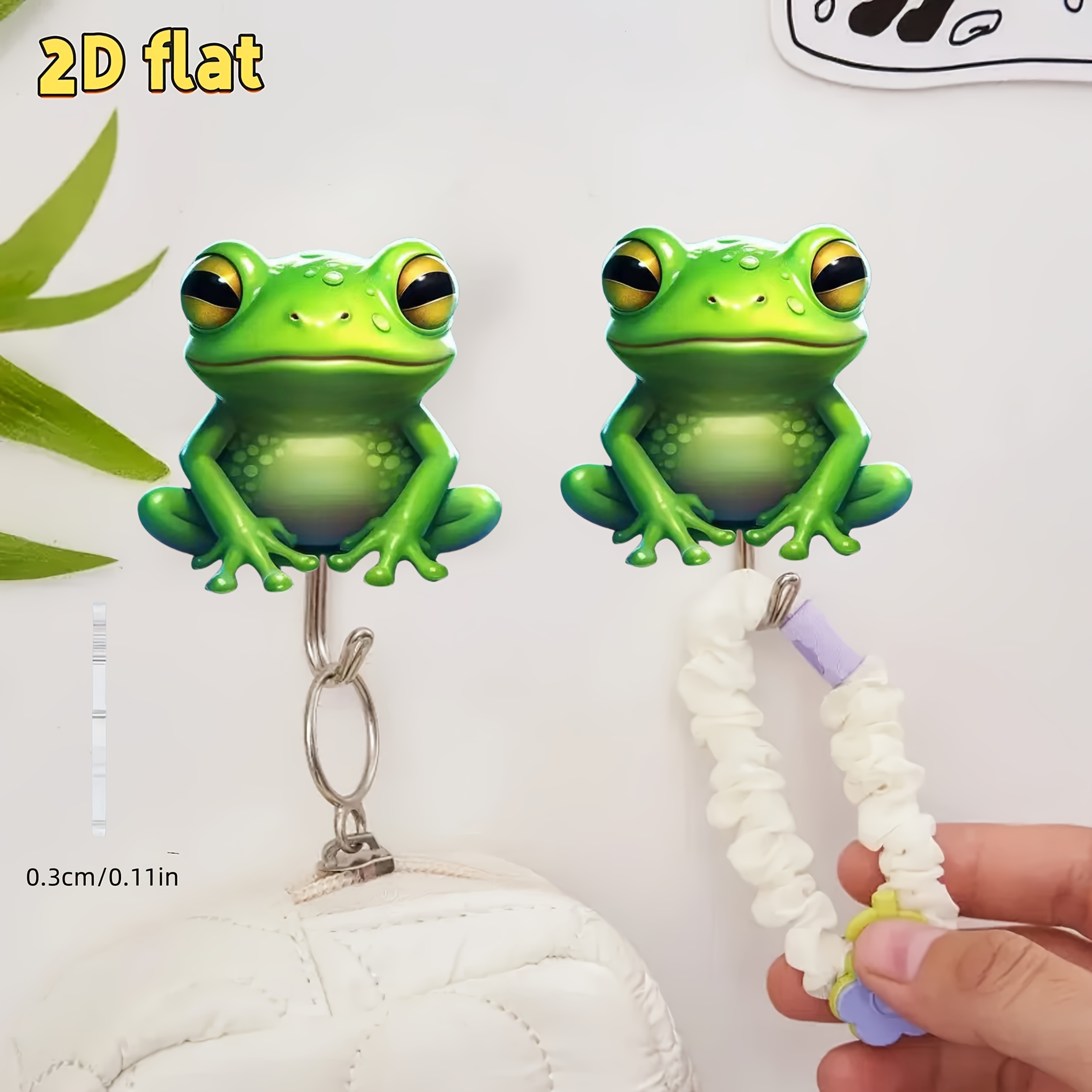 TEMU 2d Flat 2pcs Acrylic Set - Hooks, No Drilling Required, Traceless Door And Bathroom Hooks, , Stylish Design Suitable For Kitchen, Bathroom, And