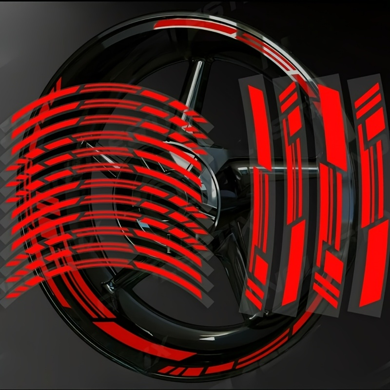 Image of Motorcycle Wheel Stickers, Wheel Rim Decals With Stripes, Durable Vinyl, Accessories, Sticker For Motorcycle, Accessory For Motorcycle, Tire For Motorcycle Rim, Motorcycle/bike Sticker