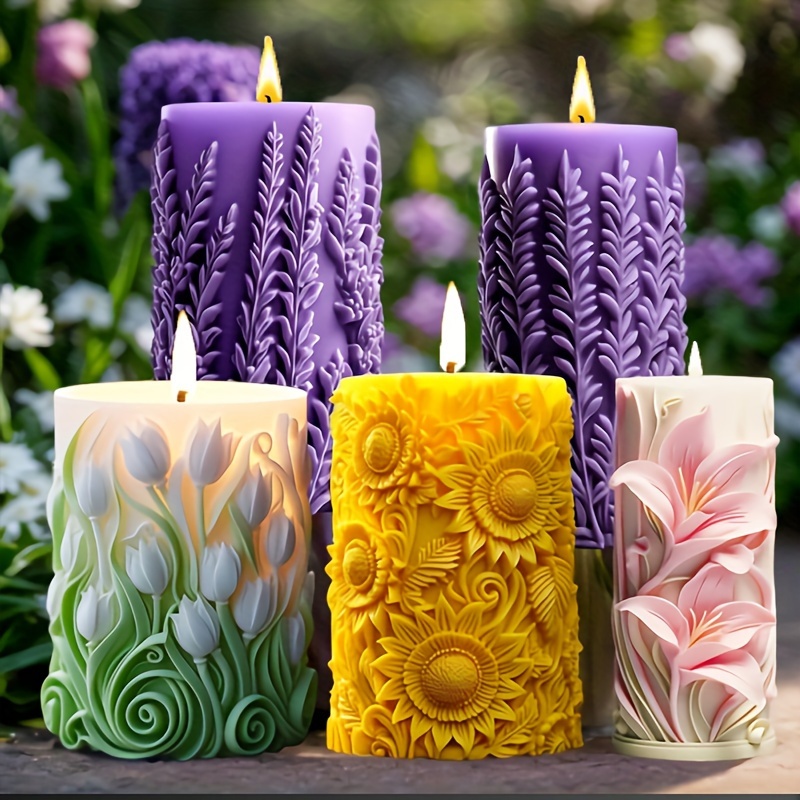 

Silicone Flower Pillar Candle Mold Set, 1pcs 3d Floral Design Candle Making Kit, Diy Aroma Diffuser Resin Casting Moulds For Wedding Home Decoration