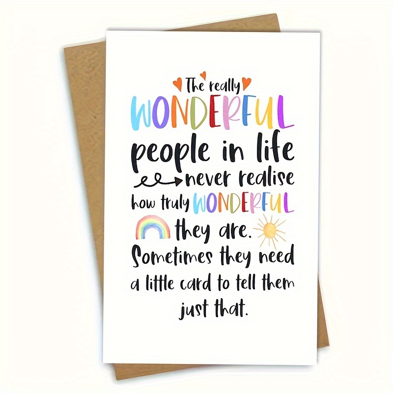 

Wonderful People, Positivity Card, Friendship Card, Thank You Friend, Card For Mum, Card For Boss, Just Because, Self Confidence Card