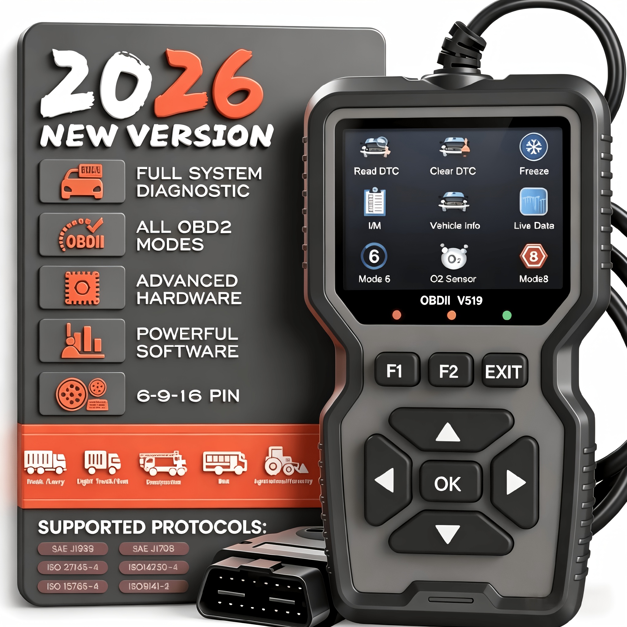   outil de diagnostic automobile obdii/eobd   et amélioré,   de batterie,   de   à la lecture i/m, effaceur de code derreur, adapté à toutes   au   obd ii à   de 1996, lecteur de code derreur automobile   batterie requise