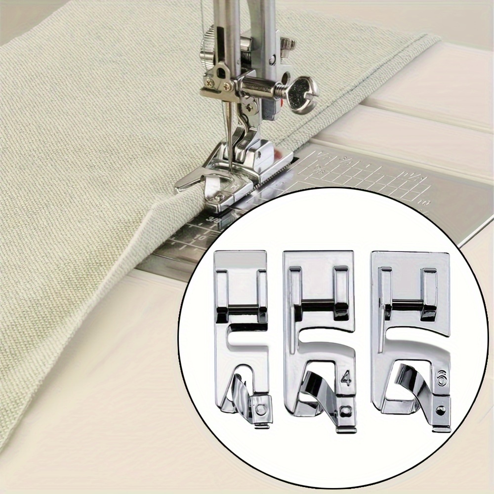 

3 Sizes 3 Mm, 4 Mm And 6 Mm Narrow Rolled Hem Sewing Machine Presser Foot Set Foot For Singer, Brother, , Suitable For Household Multi-function Sewing Machines