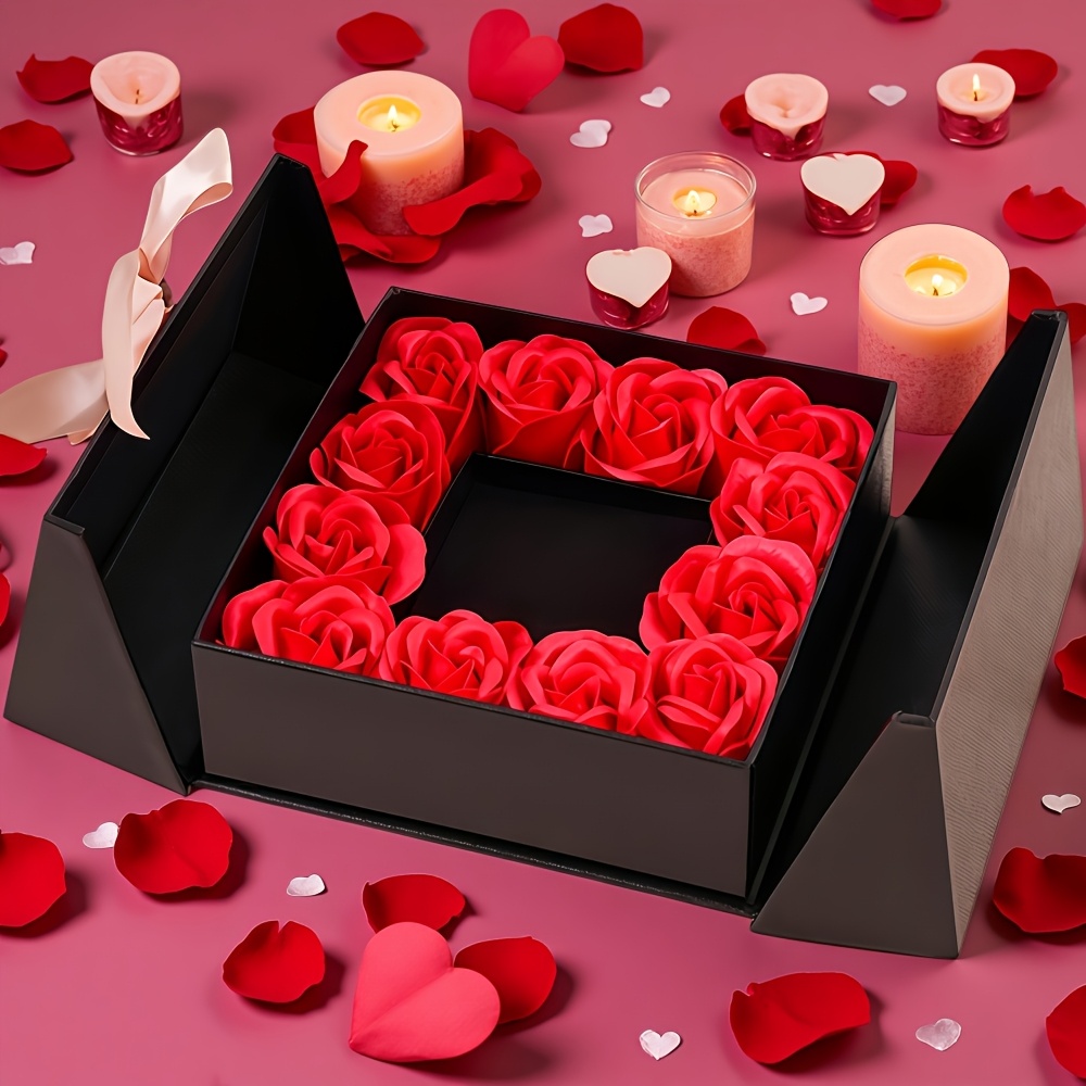 Rose Flower Set with Butterfly Bow, Artificial Eternal Roses