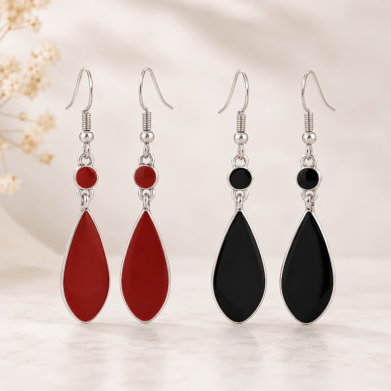 TEMU 2 de Elegantes Pendientes Colgantes de de Agua Fáciles, Color Plateado y Negro, Uso Diario para Fiestas de Vacaciones, Regalo de , Vacaciones,