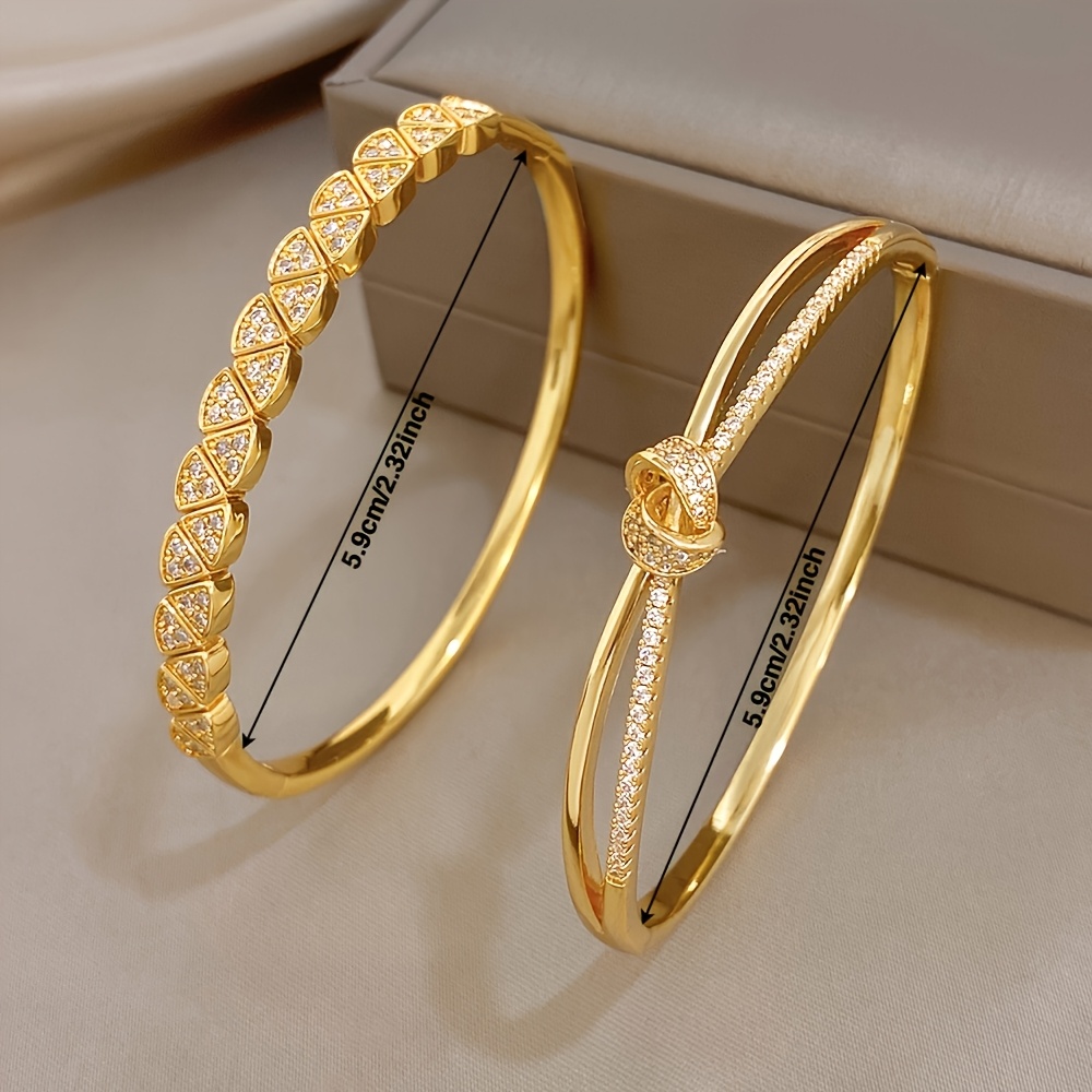 Women's 2pcs Hollow-Out Knot Design Bangle Bracelet Set