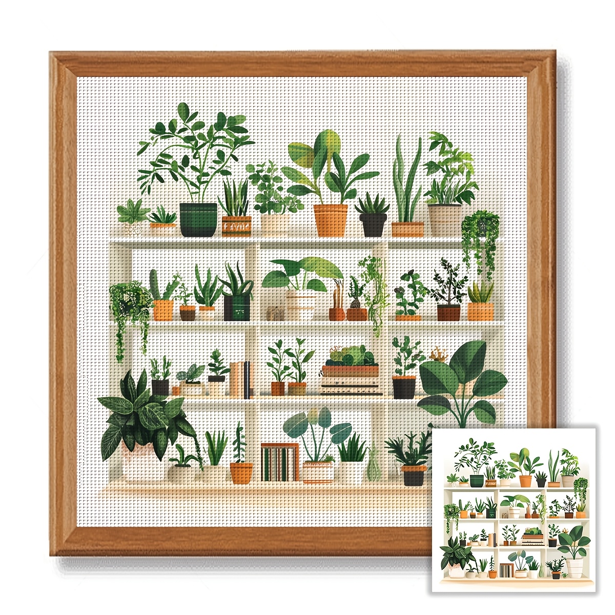 TEMU 1pc Frameless 40x40cm/15.7x15.7inch 11ct/14ct Printed Cross Stitch Diy Kit, For Adult Beginners Relaxation Embroidery Set Including Canvas,