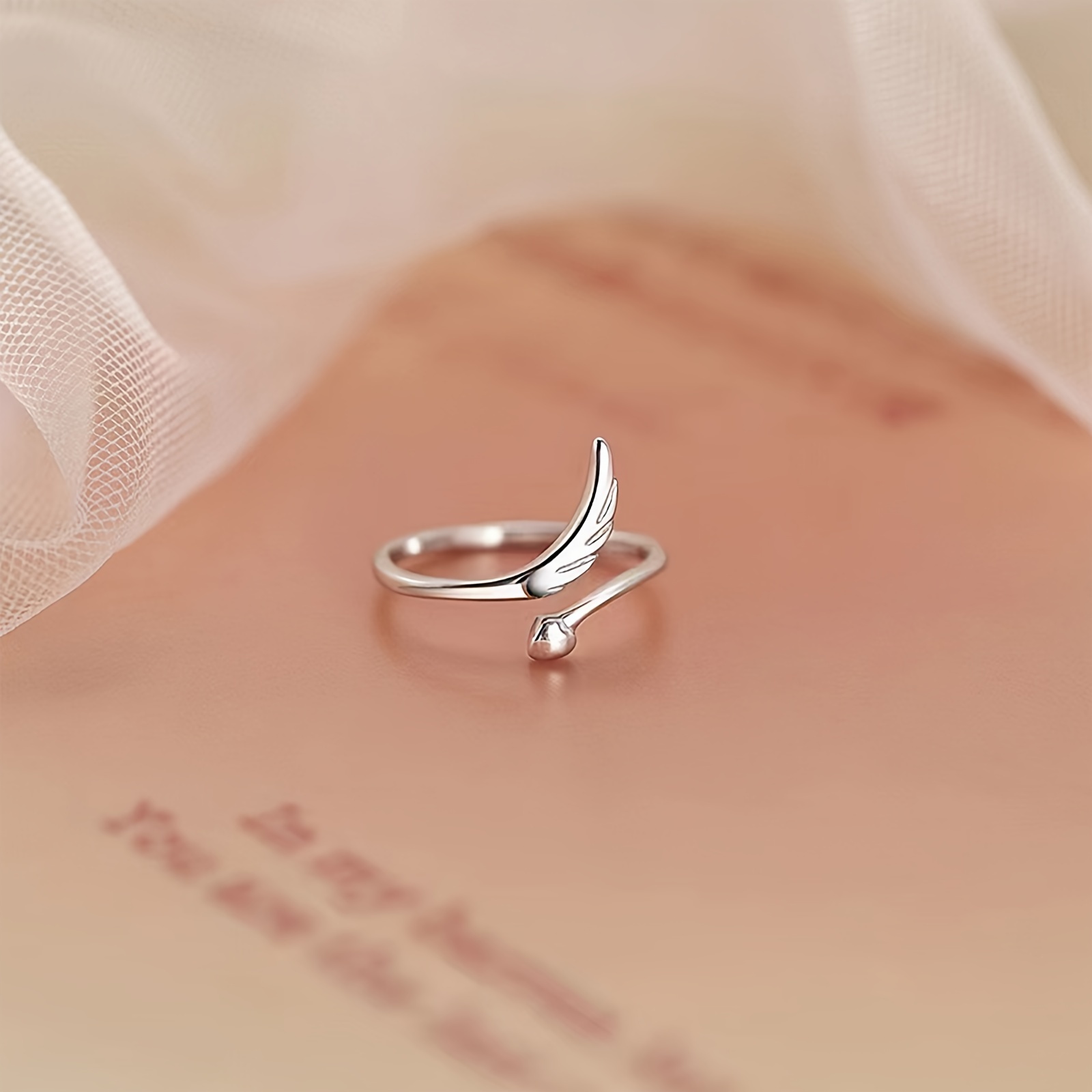 1pc, Simple Angel Wing Open-ring Design, Adjustable Size Ring, Suitable for Pairing with Outfits, for Daily Wear, Parties, Weddings, Etc., a Women's Jewelry Gift