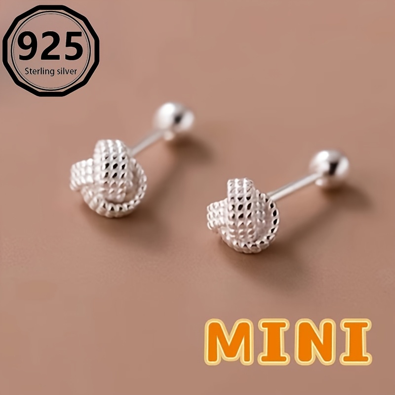 

S925 Sterling Silver Twisted Yarn Ball Wire Earrings Plain Temperament Literary Lady Simple Cute Versatile Earrings