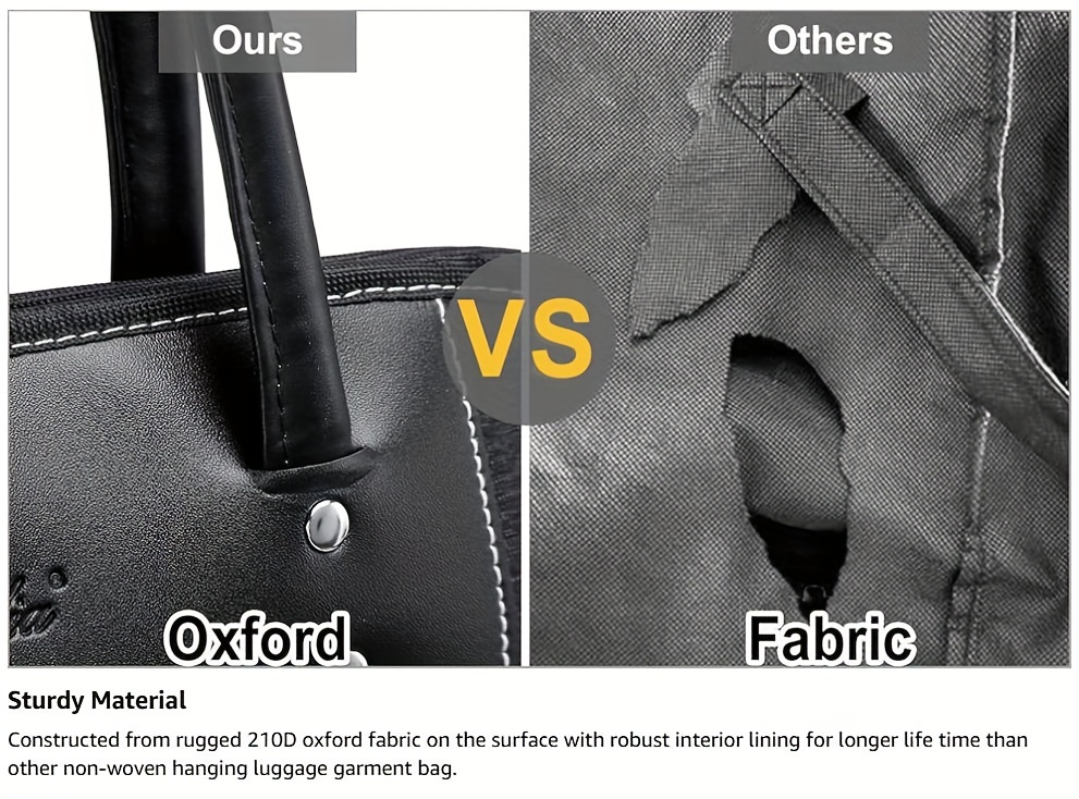 heavy duty waterproof garment bag fabric carrier foldable clothing organizer with zipper closure and pu handles for shirts sweaters coats mens womens suitcases details 4