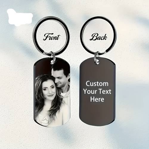 customized photo text engraving keychain personalized style men boyfriend dad keychain durable
