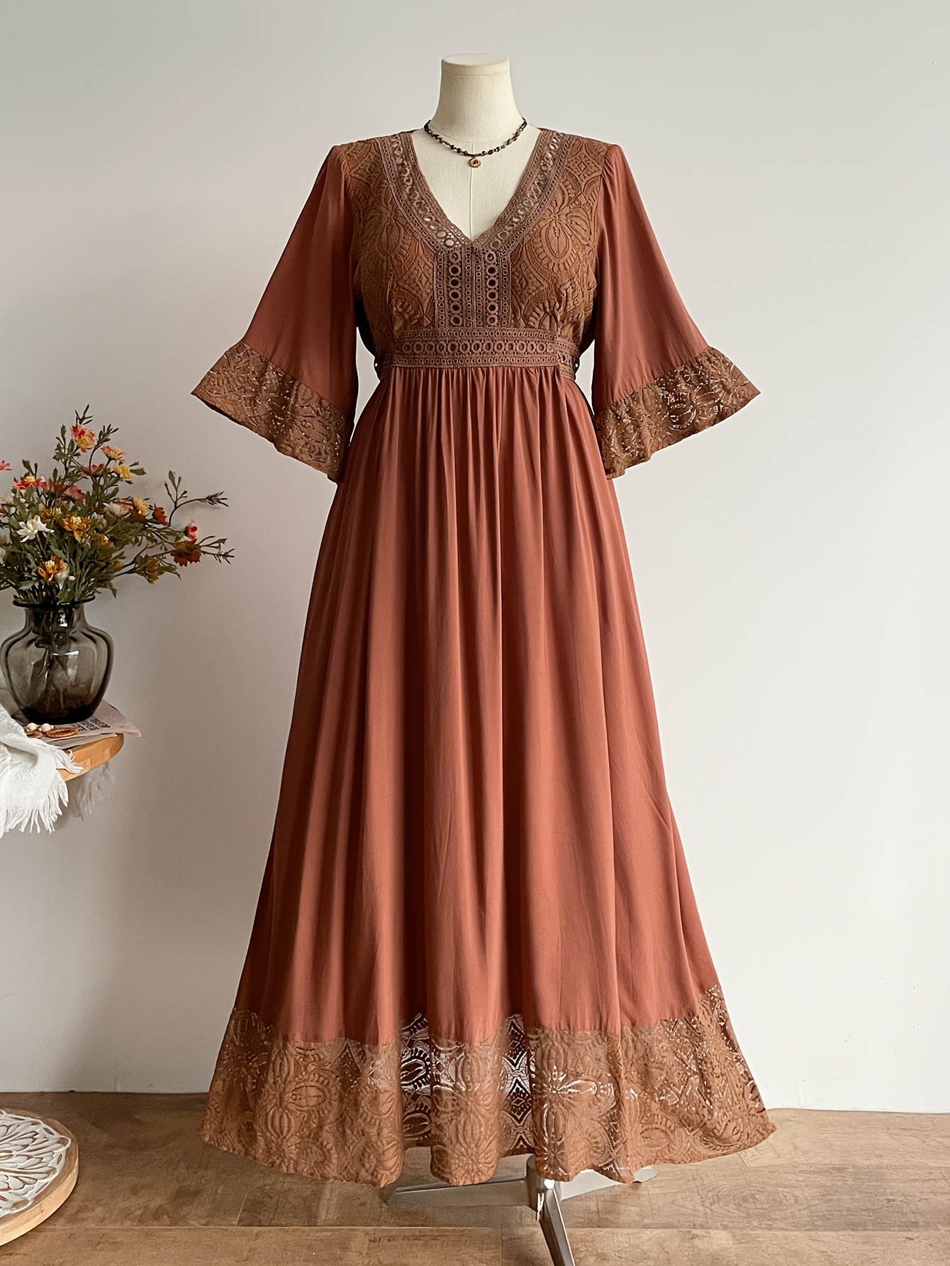 brown embroidered rose dress temu rose black dress sold on Temu United States
