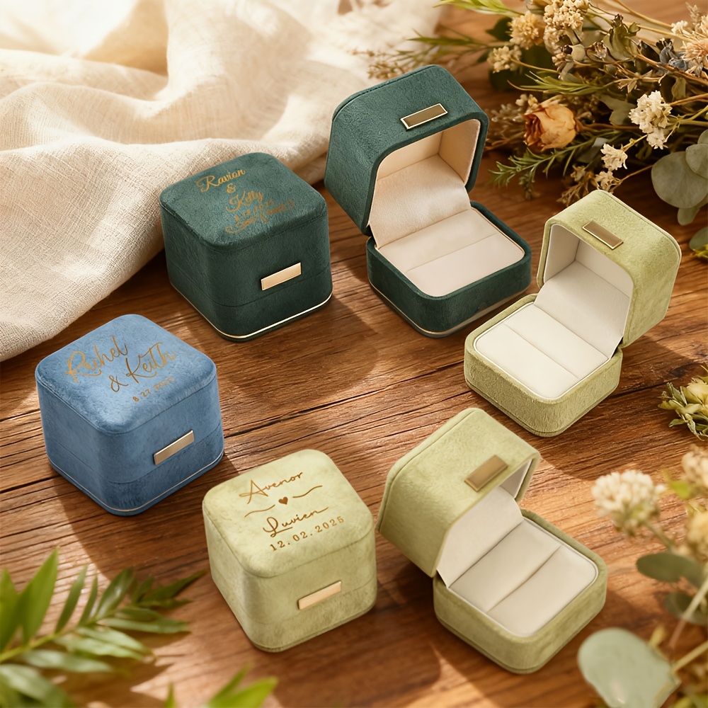Personalized Luxury Plush Velvet Ring Box