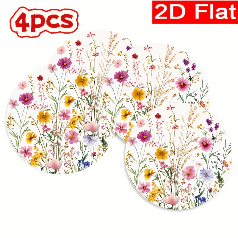 4pcs/6pcs/8pcs/10pcs, Spring Lavender Table Mat, Beautiful Colorful Flower Table Mat, 15 Inch Single-sided Circular Party Table Mat, Used For Decorating And Restaurants, Party Banquet Mats