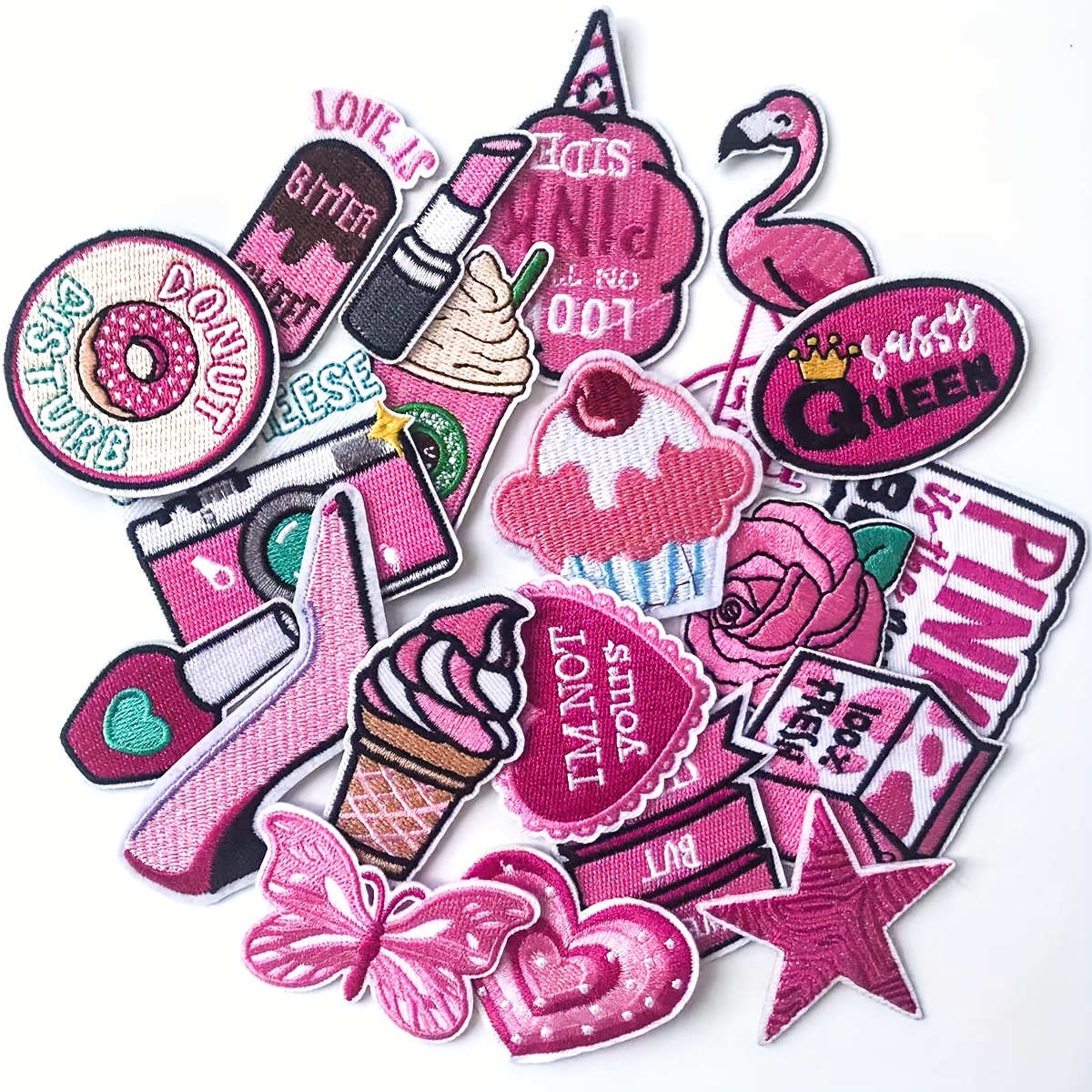 Image of J.carp 20pcs -on Patches For Clothes, Embroidered Applique Patches With , Girls' Patches For Backpacks, Jeans, Skirts, Hats