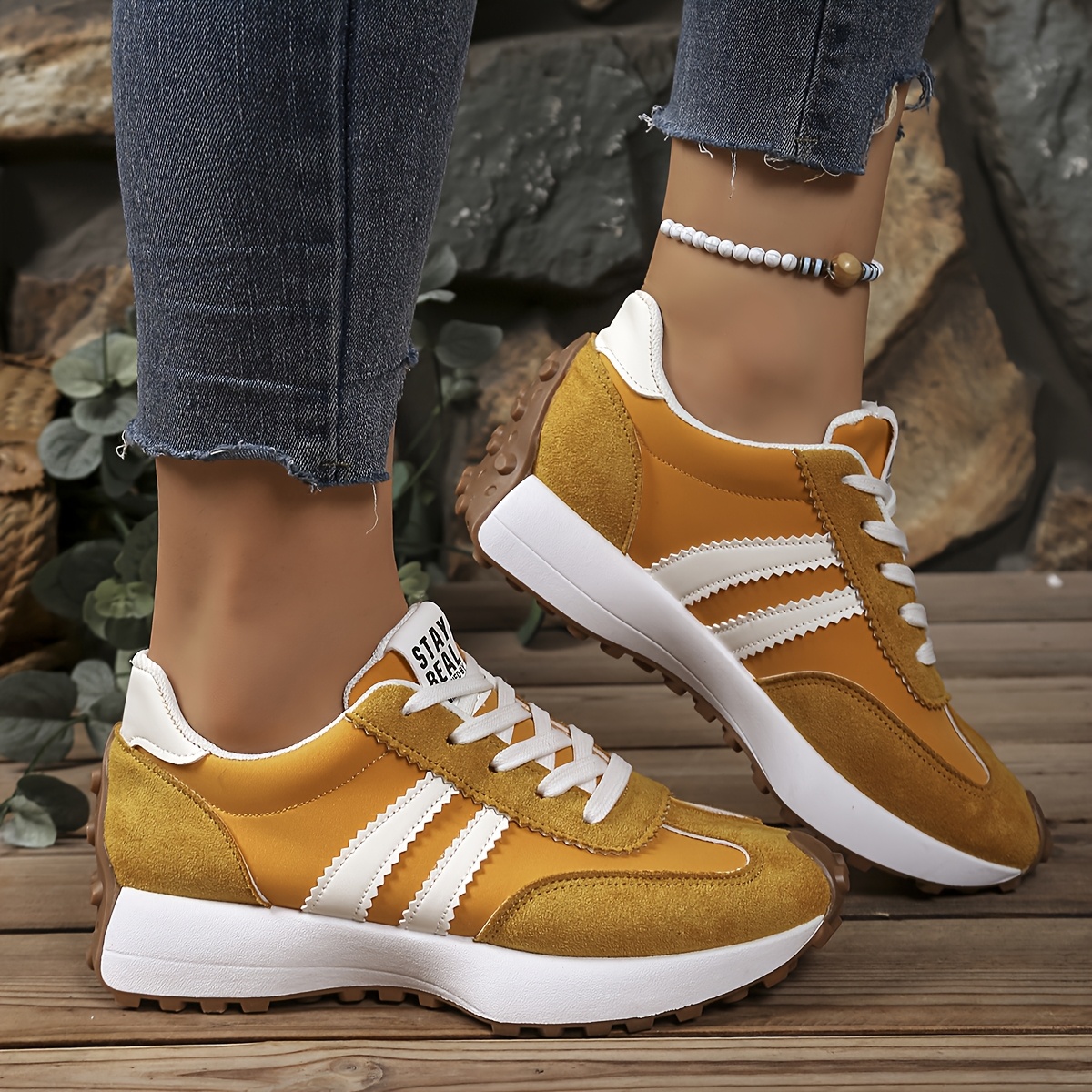 zapatillas deportivas de plataforma gruesa para mujer - zapatos de correr de   transpirable de media altura con   de goma antideslizante, comodidad para     y estilo casual en negro/ ,  , verde, naranja,  , zapatos negros Detalles del producto 4