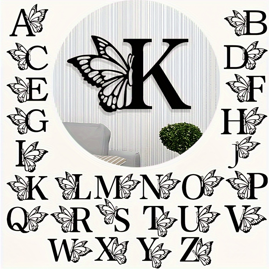 

1pc Papillon Monogramme Toutes Les Lettres Signe En Métal, Art Mural En Métal, Décoration Murale De Lettres, Signe De Fond De Mariage DIY Cadeau, Cadeau Maison