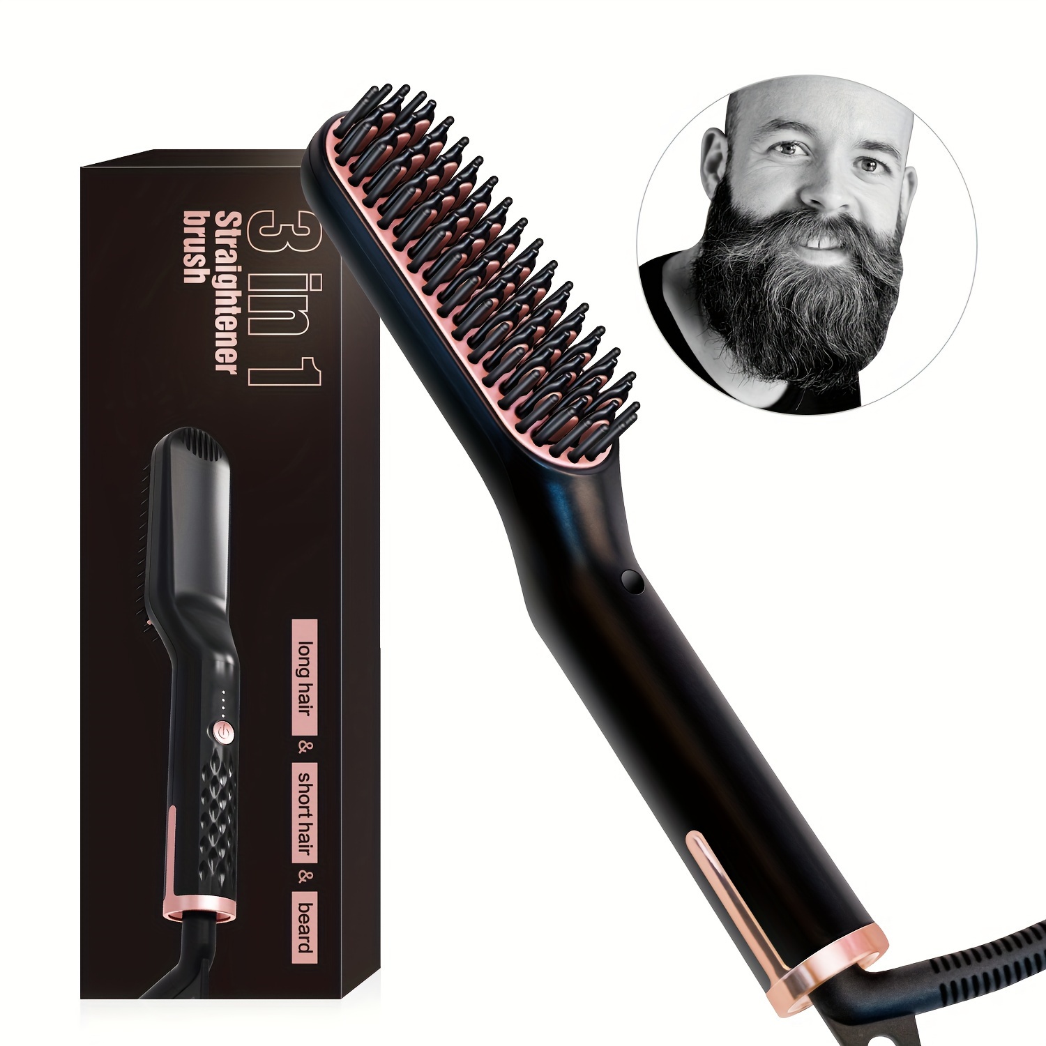 

Beard Straightener For Men - Anti-scald Beard Straightening Comb - Heated Hair Straightener For Men & Women - Portable Electric Beard Brush With Dual Voltage - Holiday Gift