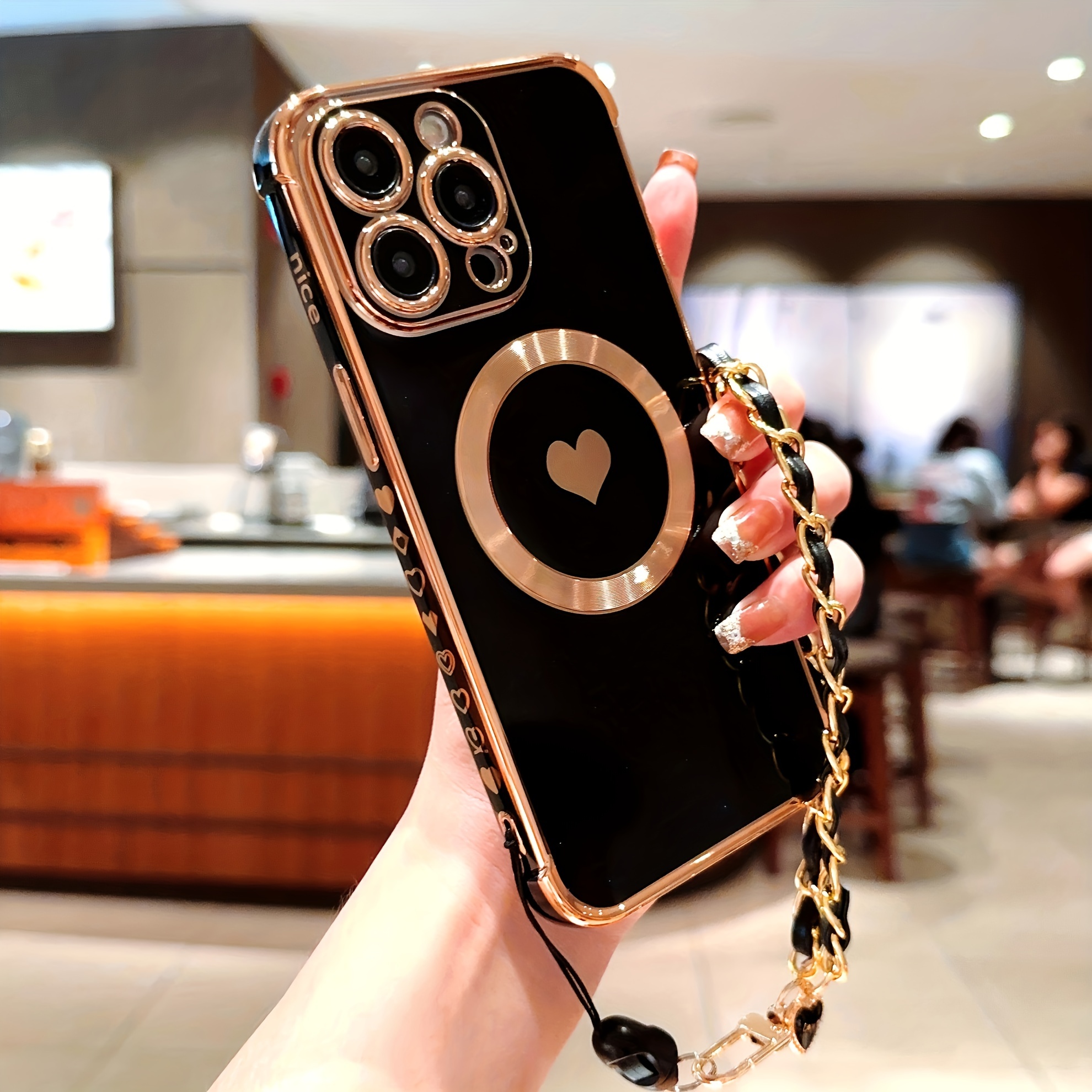 

Luxury Electroplated Soft Tpu Phone Case For 15 Pro Max 15pro 16pro Iphone15 6iphone13, With Bracelet Lanyard Wrist Cover, Suitable For Women, Girls, And Girlfriends