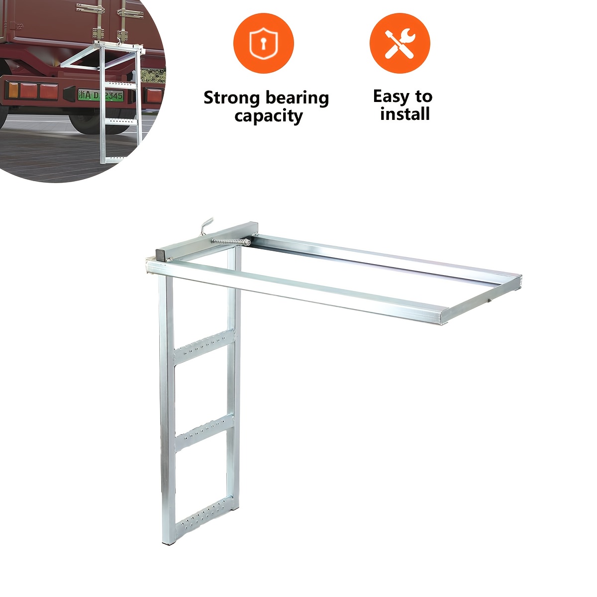 Foldable Truck Tailgate Ladder, 3- Retractable Truck Step, Transport Truck Ladder
