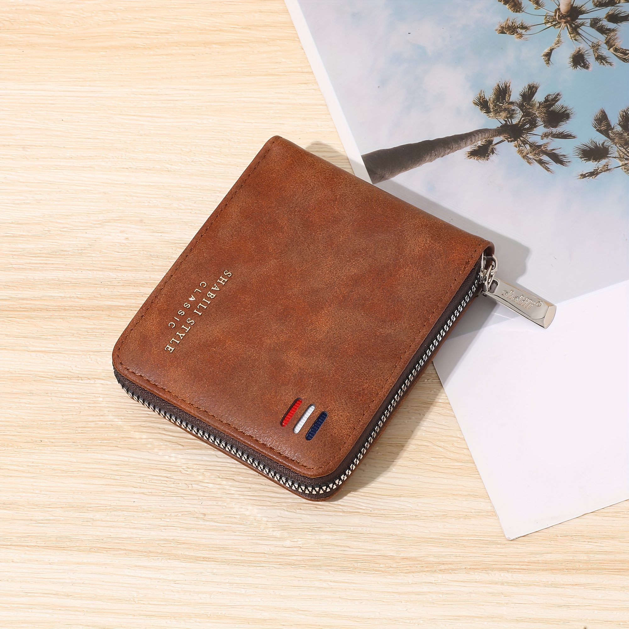 

Men's Pu Leather Wallet With Zip Flap Style High Quality Men's Wallet