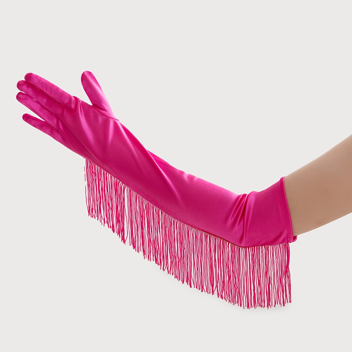 TEMU Women's Tassel Long Gloves, Latin Dance , Sexy Flowing, Stage Performance Aura Artifact
