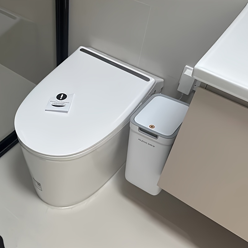 TEMU 1 poubelle de salle de bain, poubelle compacte et durable en plastique, antirouille, encombrante, idéale pour espaces dans de bain, et à