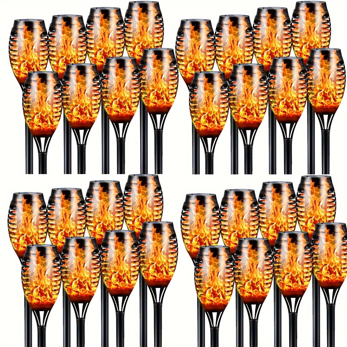 

Solar Lights With Flickering Flame, 32/24/16/12/8/6/4 Pack Outdoor Landscape Solar Torches Stake Lights Auto For Garden Patio Yard Pathway