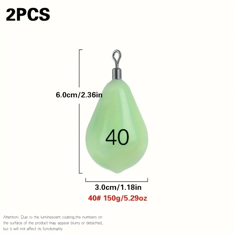 Image of 2pcs -the-dark Plastic-coated Sinkers, 30g To 150g, For Deep Fishing And Freshwater/saltwater Fishing, With Swivel And Weight
