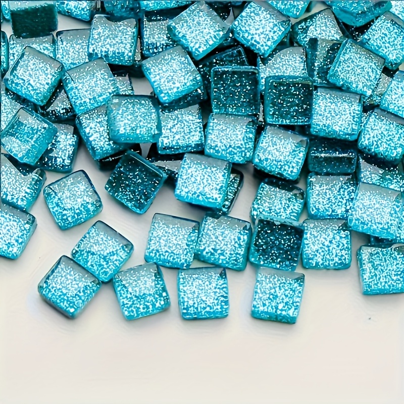 TEMU 250pcs Of 0.39-inch Square Sparkling Mosaics | Fusible Glass Supplies | Mosaic Kit | Made Of Glass, Suitable For Home Decor / Phone Cases /