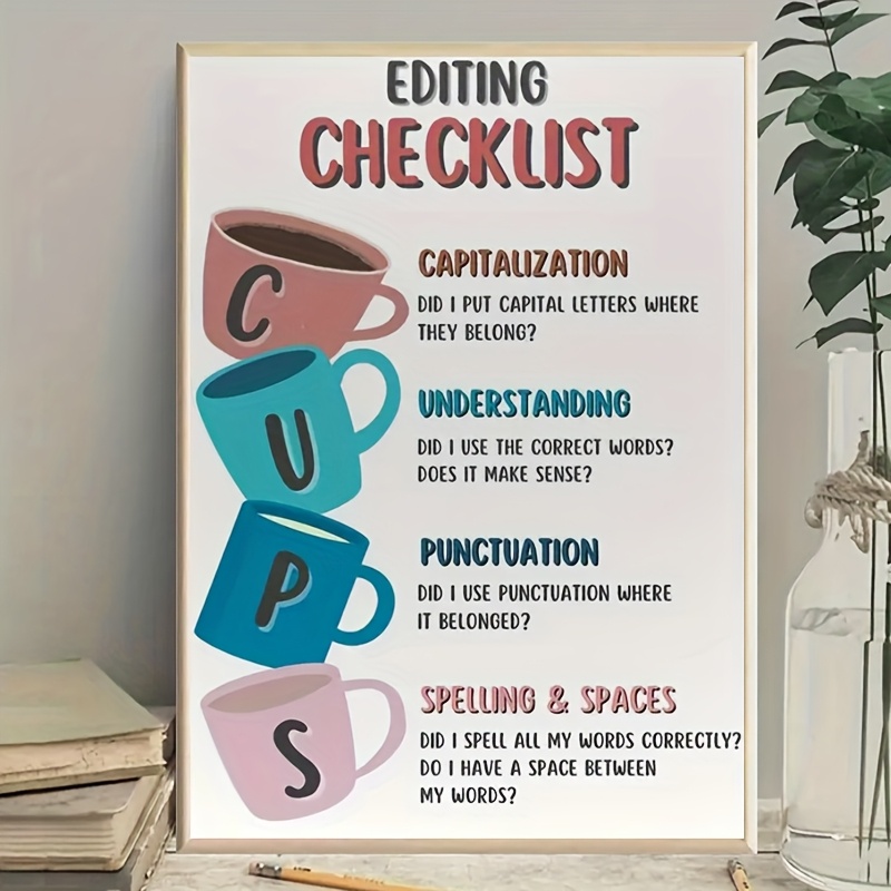   coded cups poster   1pc cups writing   poster frameless 15 75x23 6 inch vertical wall art modern classroom home office decor english education writing print teacher   artistic illustration