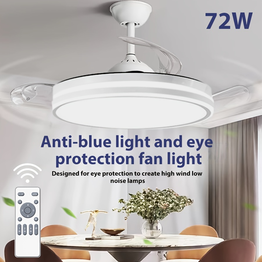 

42 Inch Retractable Ceiling Fans With Lights And Remote, Bladeless Ceiling Fans With Led Lighting, 72w, Smart Modern Ceiling Fan, Color , Dimmable, Timer Setting- (1set)