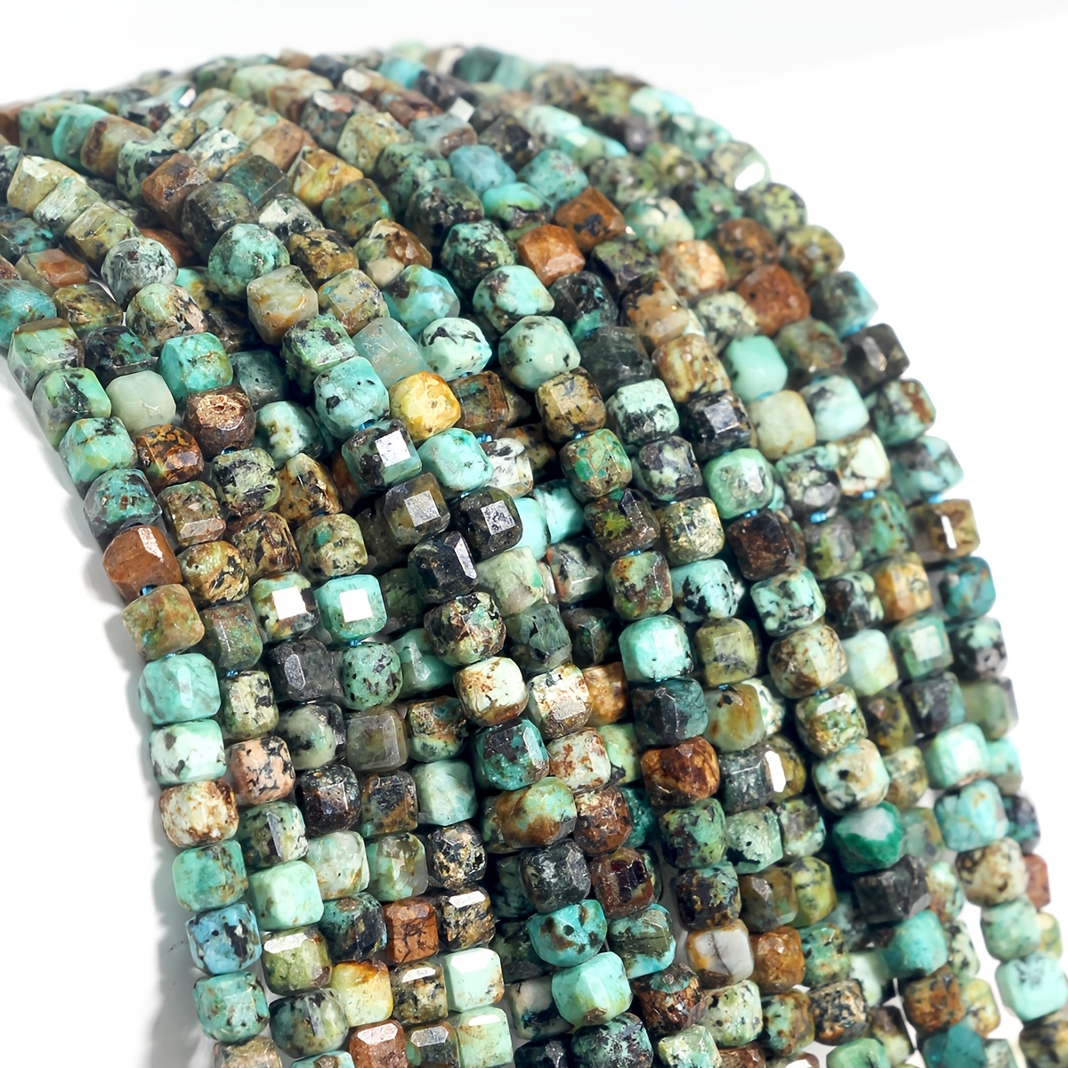TEMU 124-128pcs Aaa Natural Africa Turquoise Square Beads - Suitable For Jewelry Making, Diy Crafts, 3mm Square Gemstones With Natural For Necklaces,