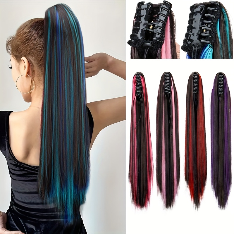 

In Long Synthetic Hair Ponytail Clips For Women, Easy To Style And Soft, Use And Parties.