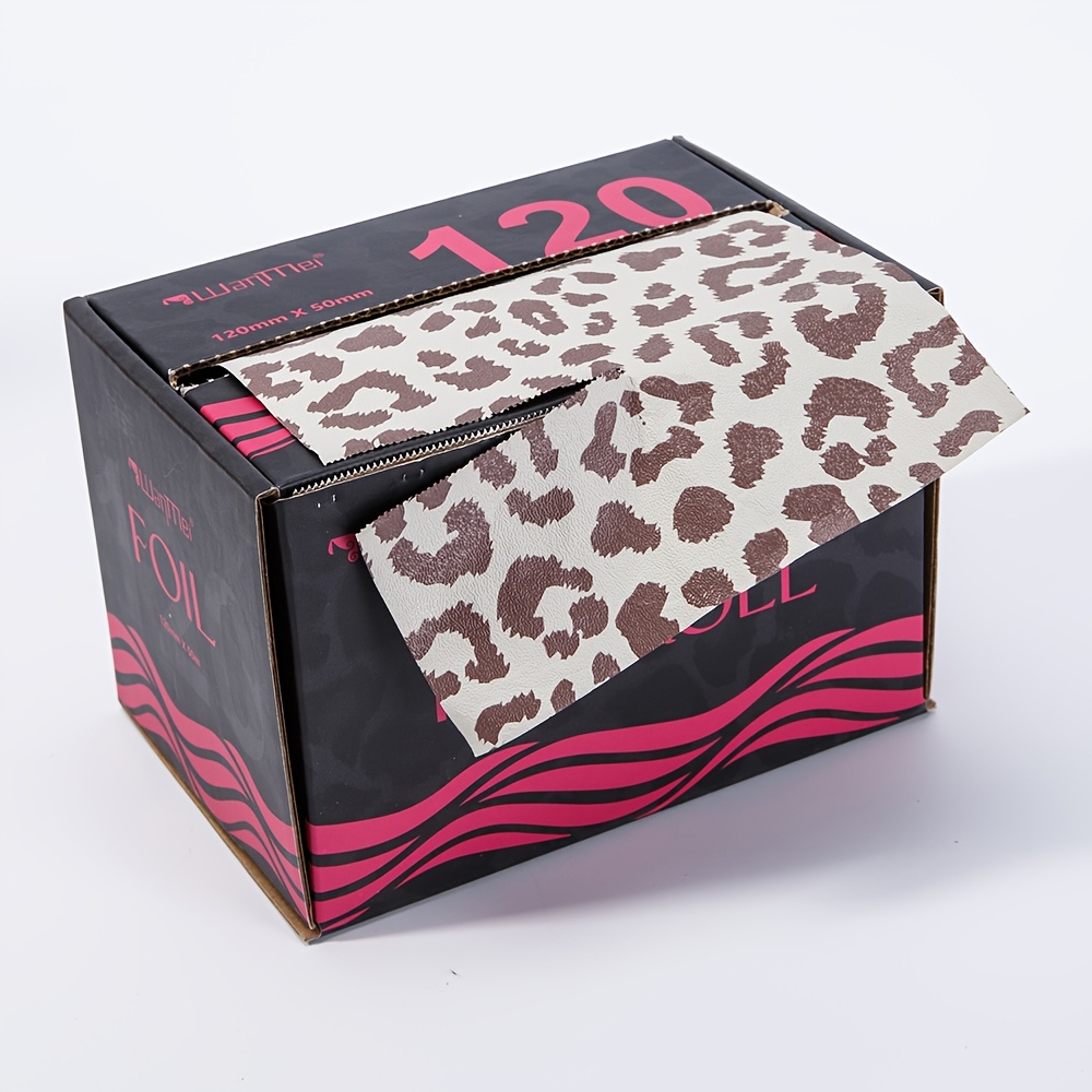 E-shop 50 Meter pro Rolle (1968,5 Zoll) Professionelles Leopard-Print Gold- und Silberfarbenes Aluminiumfolienpapier, geeignet für Haarfärbung und