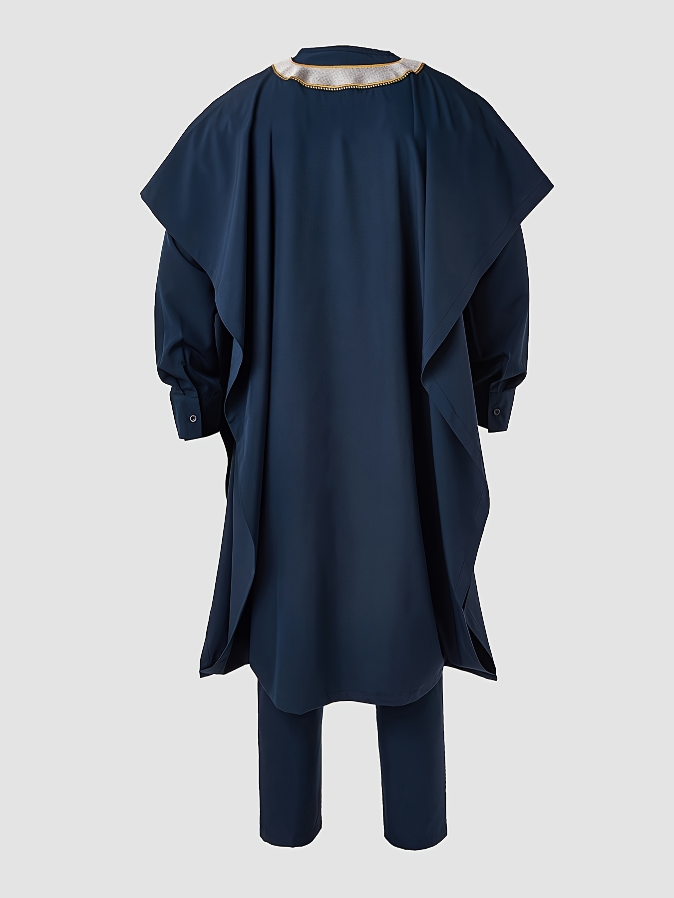 Men's Agbada 3pcs Set, Embroidered Pattern, Crew Neck, Hidden Buttons, Slit Hem with Pockets, Ethnic Pattern Robe, Long-Sleeve Shirt, Drawstring Elastic Waist Pants, Suitable for Banquets, Birthdays, Gatherings, Weddings, Holiday Celebrations, Dates