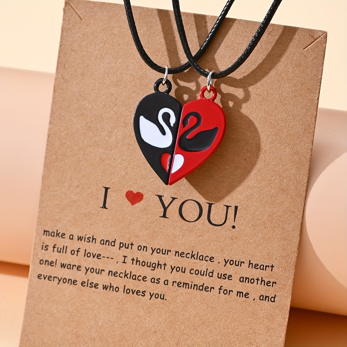 Couple Necklace Keep Me In Your Heart Necklace Couple Swan Heart - Main Image