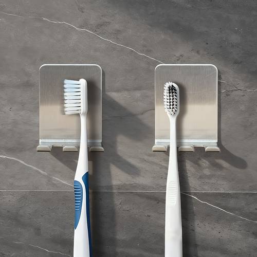 2pcs toothbrush holder wall mounted installation stainless steel toothbrush holder toothbrush holder for bathroom space saving ideal for bathroom and vanity toothbrush storage