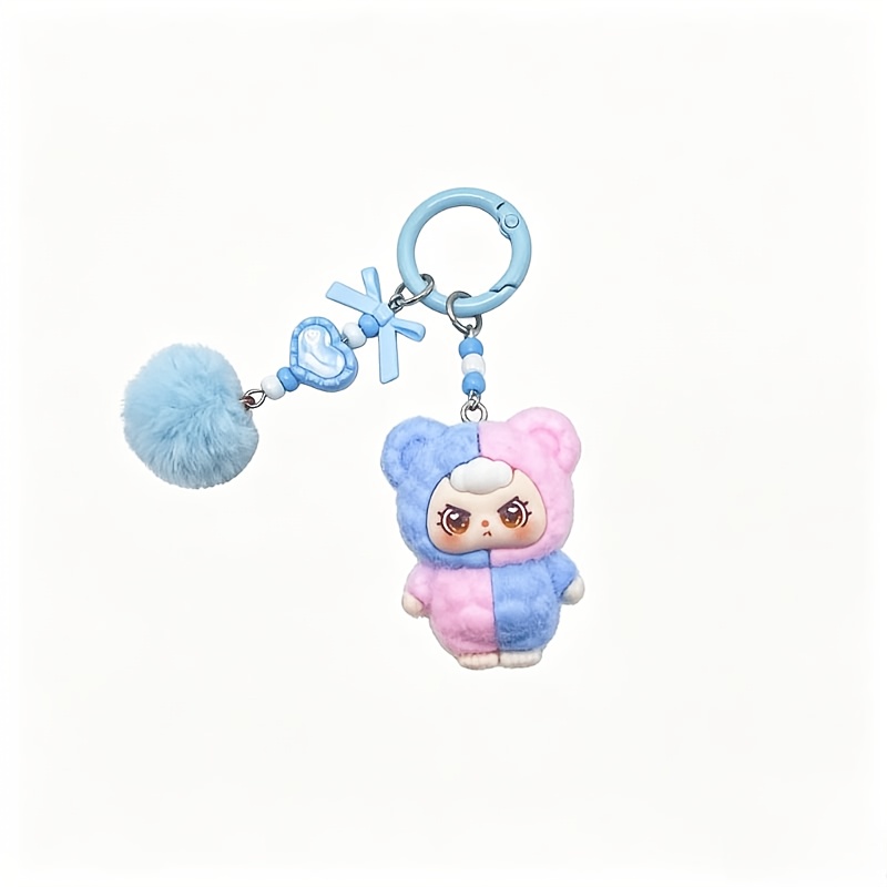 1pc Color-matching Cute Plush Additions Keychain, Cartoon Doll Bag Small Pendant, Mobile Phone Chain Pendant, Suitable For Birthday And Halloween Gifts