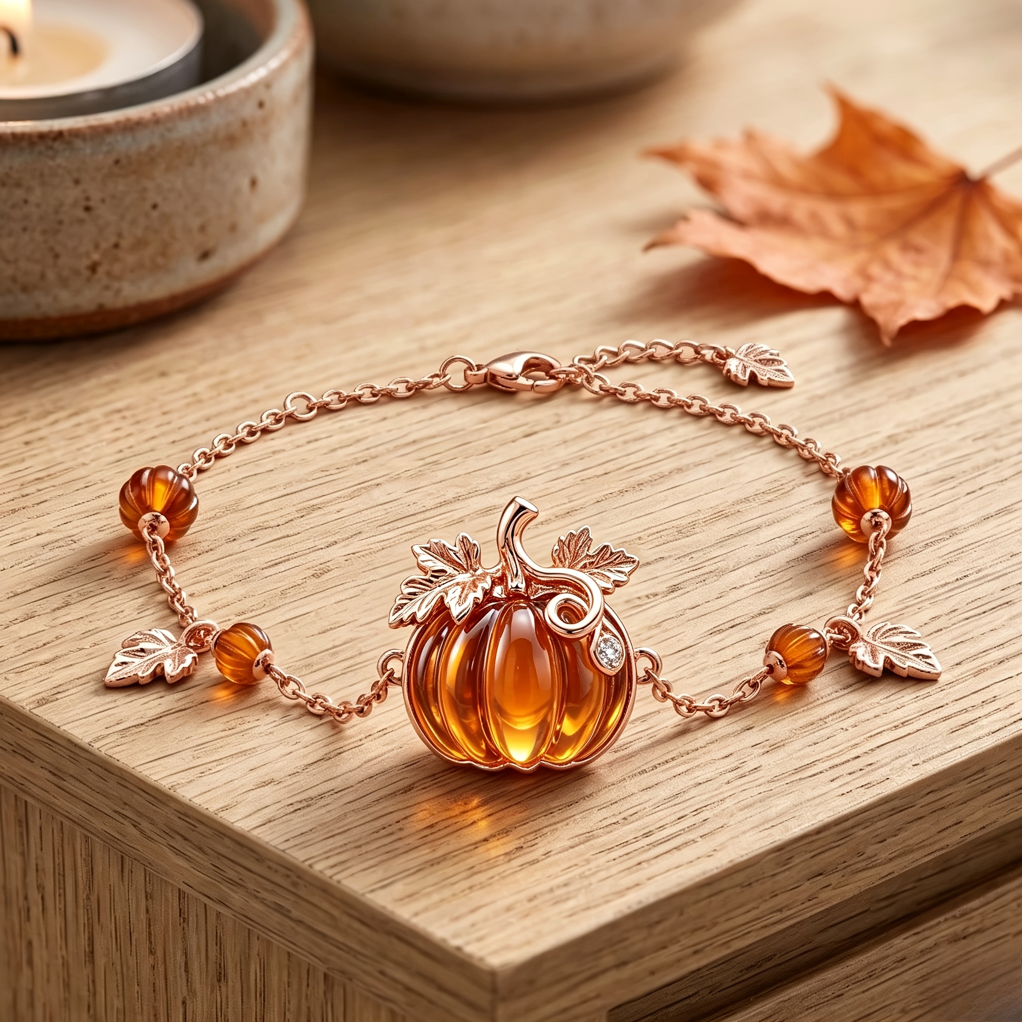 TEMU Delicate Autumn Pumpkin Chain Bracelet, -themed Women's Wrist Accessory, Suitable For Daily Wear, Thanksgiving, And Halloween Outfits, With A