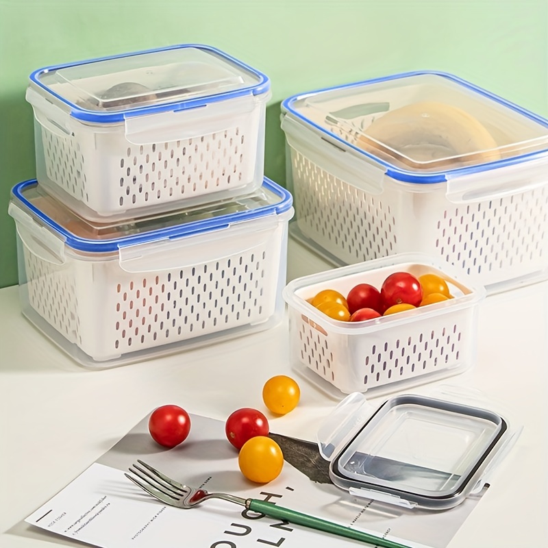 4pcs set storage container multifunctional leak proof and reusable food storage box with lid portable and stackable food preservation box for meat fruit and vegetable kitchen organizers and storage kitchen accessories details 2