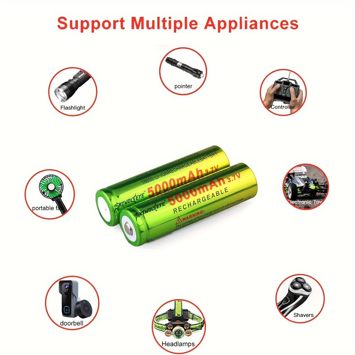 

4pcs 3.7v 18650 Rechargeable Battery For Headlamp