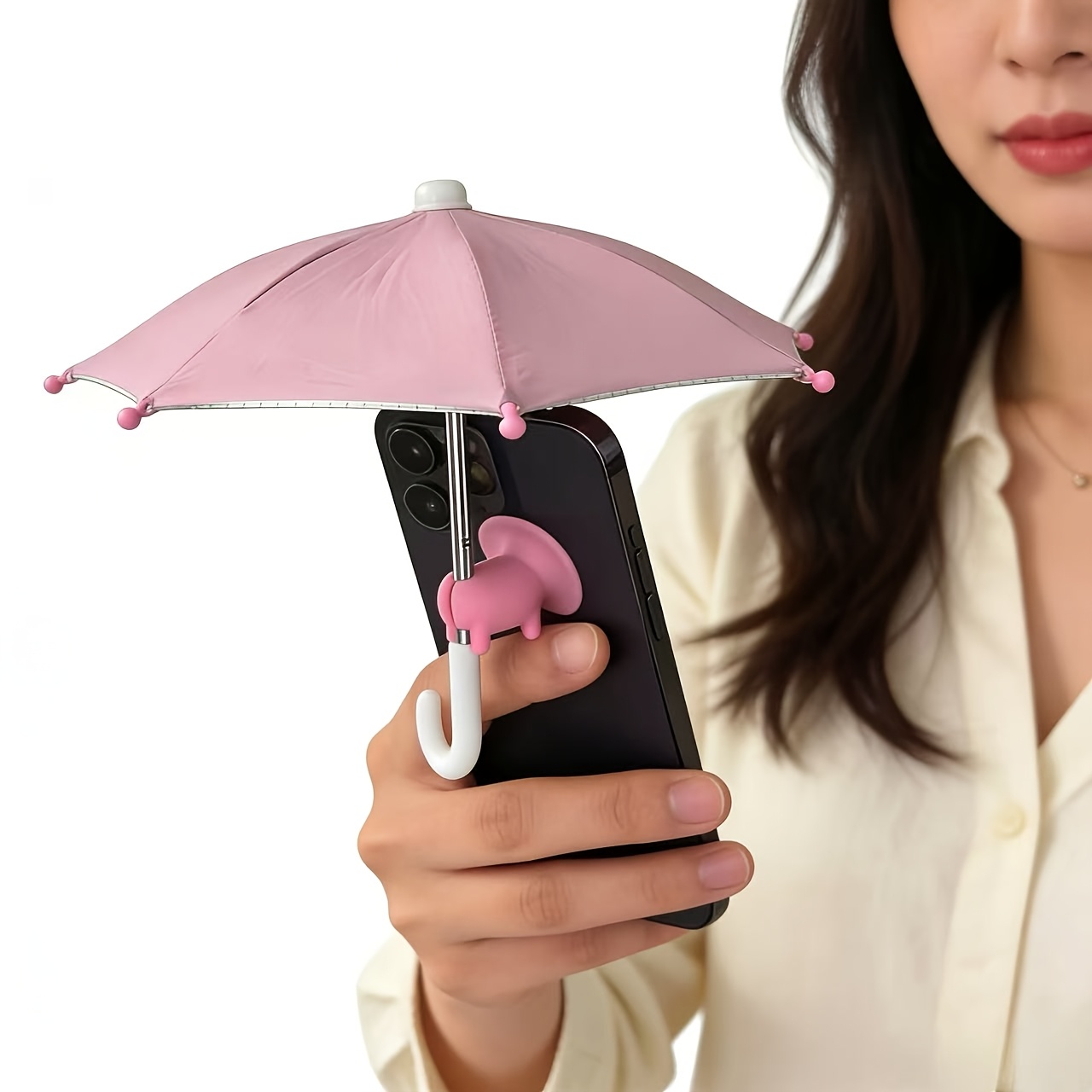 1 Set (Umbrella *1pc And Phone Suction Cup *1pc) New Arrival - Portable Phone Sunshade Folding Umbrella Designed Specifically for Phones, with Suction Cups, Suitable for Beaches, Camping, Photography And Videography