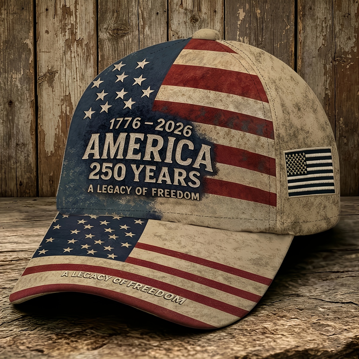 TEMU Casquette de baseball rétro commémorant le 250e anniversaire, avec un motif de drapeau imprimé délavé. Cette casquette de papa ajustable est