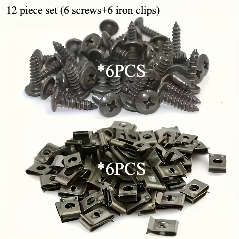 TEMU 12pcs U-shaped Clips, (6pcs Screws And 6pcs Iron Clips), Automotive Special, For Automotive Clamping Fasteners. Include Front Bumper Clips And