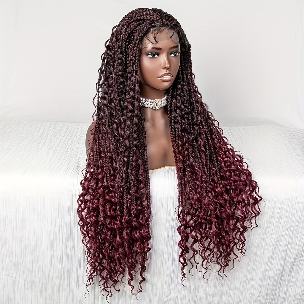 Boho Box Braids Wig Triangle Knotless Braided Wigs Women - Temu