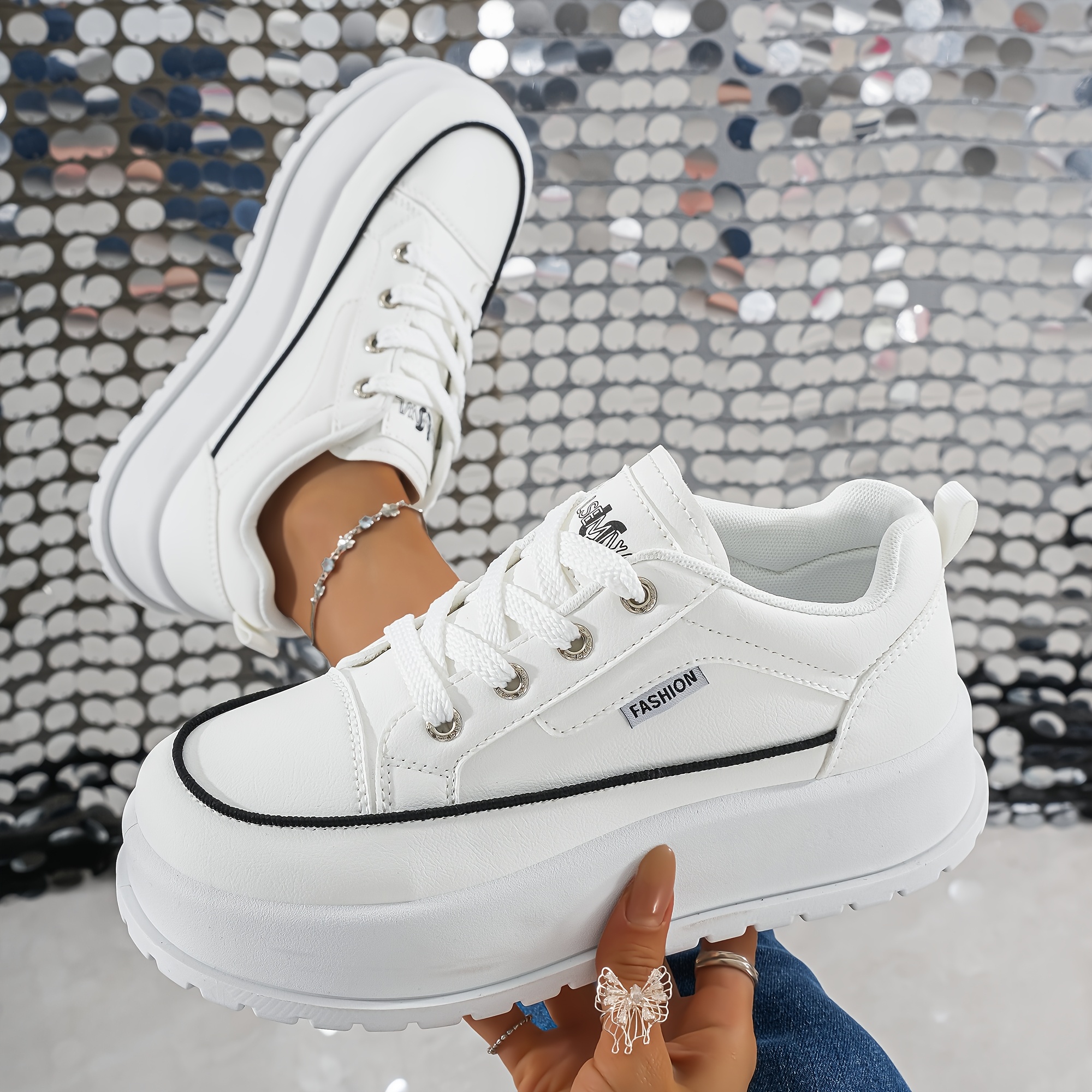 TEMU Chaussures de plateforme color block 2026 pour femmes, baskets tendance et cool décontractées, confortables, augmentant , à large bout,