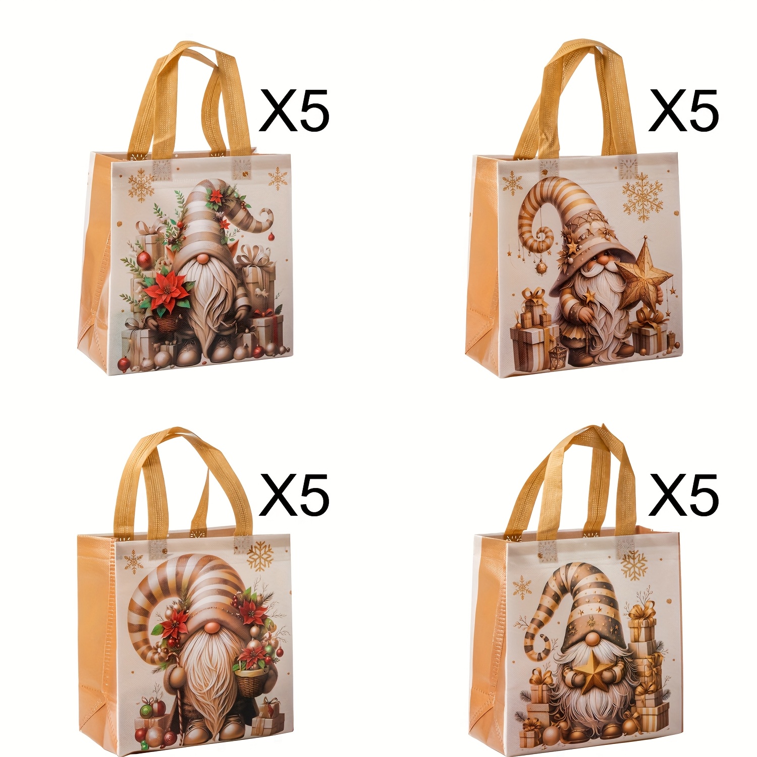 TEMU 20 sacs cadeaux de Noël, 9 po x 8.46 po x 4.33 po, gnome de Noël, sac à main pour fête, sac en non-tissé , emballage , sac shopping, idéal pour
