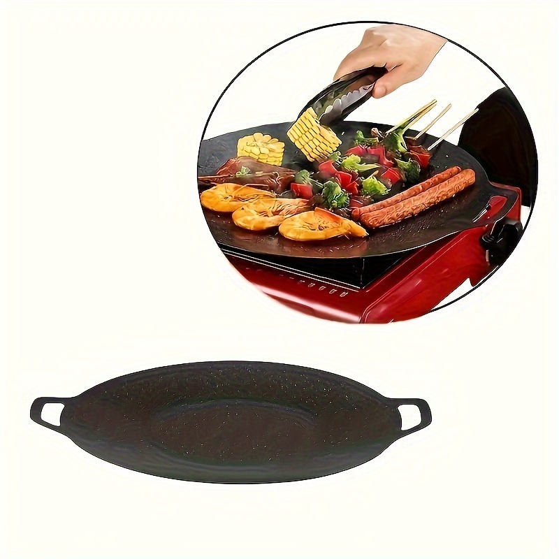 

9.5 Inch Cast Iron Korean Mini Grill: Perfect For Indoor And Outdoor Cooking - Suitable For 1-2 People