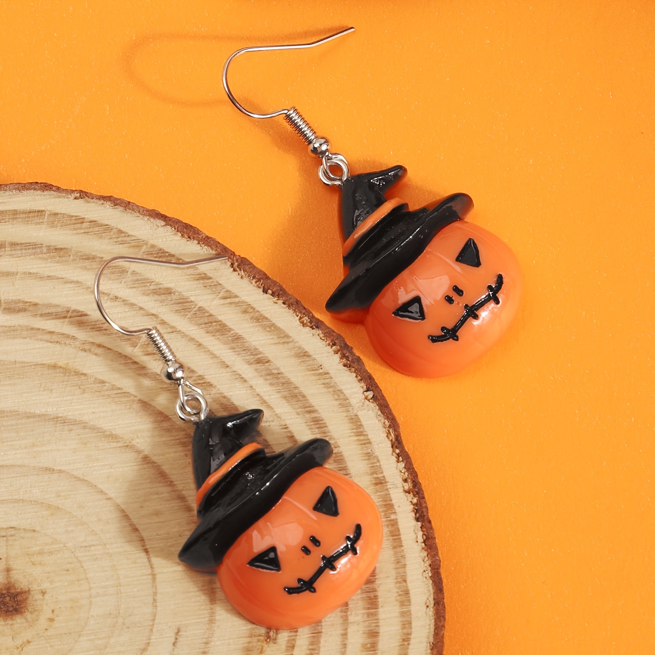 Whimsical Pumpkin Acrylic Earrings, Cartoon Style